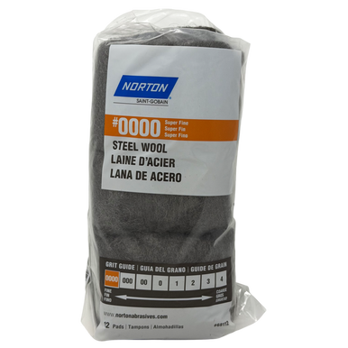 Norton 68112 Steel Wool, #0000 Super Fine - 12 Pads