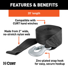 Load image into Gallery viewer, CURT 29007 20' Winch Strap with Snap Hook (1,333 lbs.)