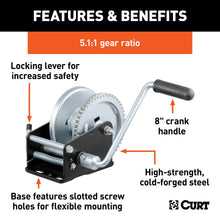 Load image into Gallery viewer, CURT 29427 Hand Crank Winch (1,700 lbs, 8" Handle)