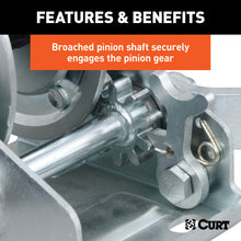 Load image into Gallery viewer, CURT 29433 Hand Crank Winch with 15' Strap (900 lbs, 6-1/2" Handle)