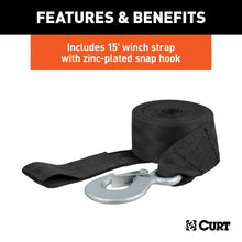 Load image into Gallery viewer, CURT 29433 Hand Crank Winch with 15' Strap (900 lbs, 6-1/2" Handle)