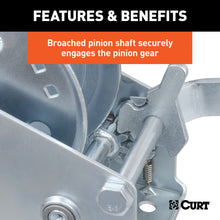 Load image into Gallery viewer, CURT 29435 Hand Crank Winch with 20' Strap (1,400 lbs, 7-1/2" Handle)