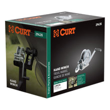 Load image into Gallery viewer, CURT 29435 Hand Crank Winch with 20' Strap (1,400 lbs, 7-1/2" Handle)