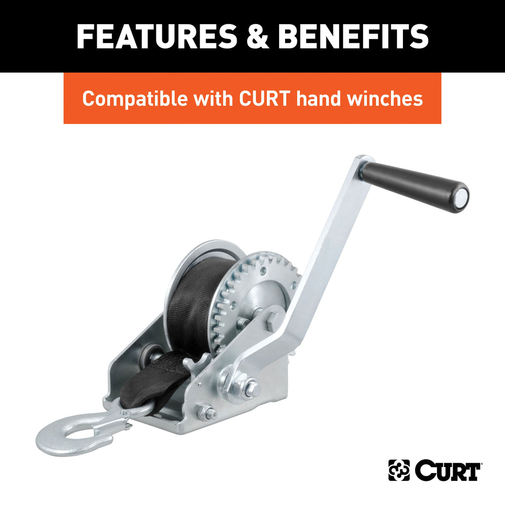 CURT 29450 15' Winch Strap with Snap Hook (1,100 lbs.)