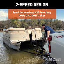 Load image into Gallery viewer, CURT 29520 Hand-Crank 2-Speed Winch, 2,000 lbs, 10.25:1 Low Gear Ratio, 10.6" Handle