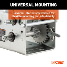 Load image into Gallery viewer, CURT 29520 Hand-Crank 2-Speed Winch, 2,000 lbs, 10.25:1 Low Gear Ratio, 10.6" Handle