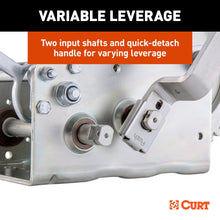 Load image into Gallery viewer, CURT 29532 Hand-Crank 2-Speed Winch, 3,200 lbs, 17.5:1 Low Gear Ratio, 9.6" Handle