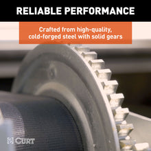 Load image into Gallery viewer, CURT 29532 Hand-Crank 2-Speed Winch, 3,200 lbs, 17.5:1 Low Gear Ratio, 9.6" Handle