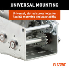 Load image into Gallery viewer, CURT 29532 Hand-Crank 2-Speed Winch, 3,200 lbs, 17.5:1 Low Gear Ratio, 9.6" Handle