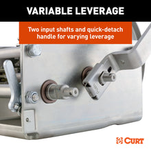 Load image into Gallery viewer, CURT 29538 Hand-Crank 2-Speed Winch, 3,800 lbs, 15.8:1 Low Gear Ratio, 9.6" Handle