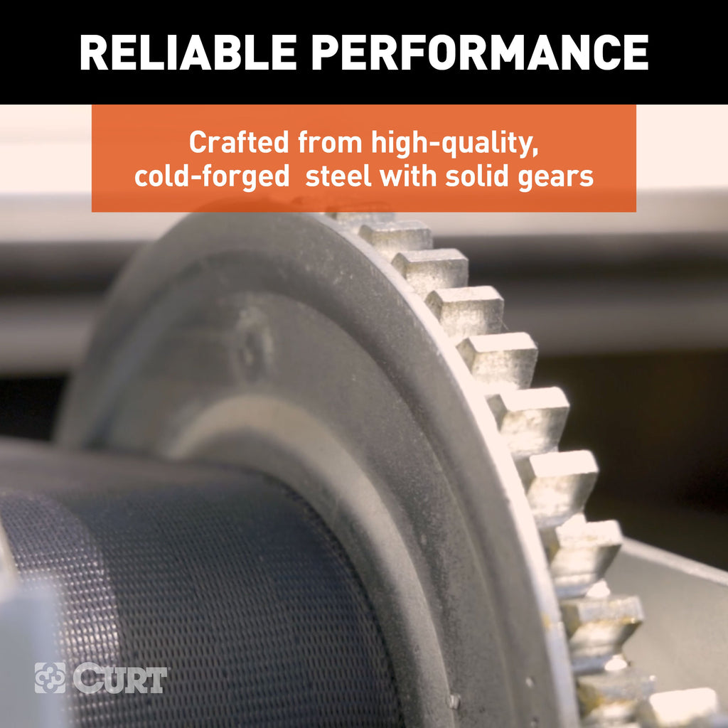 CURT 29538 Hand-Crank 2-Speed Winch, 3,800 lbs, 15.8:1 Low Gear Ratio, 9.6" Handle