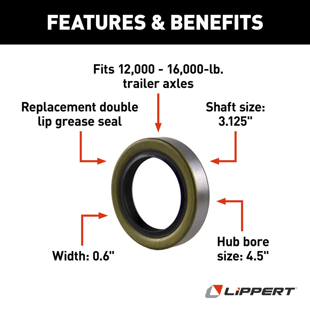CURT 295924 Wheel End Oil Seal - 12,000-16,000-lb. Axles, 3.125" ID