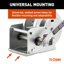 Load image into Gallery viewer, CURT 29615 Hand-Crank Brake Winch, 1,500 lbs, 5:1 Gear Ratio, 10.6" Handle