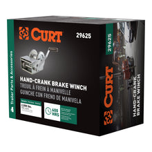Load image into Gallery viewer, CURT 29625 Hand-Crank Brake Winch, 2,500 lbs, 15.8:1 Gear Ratio, 10.6" Handle