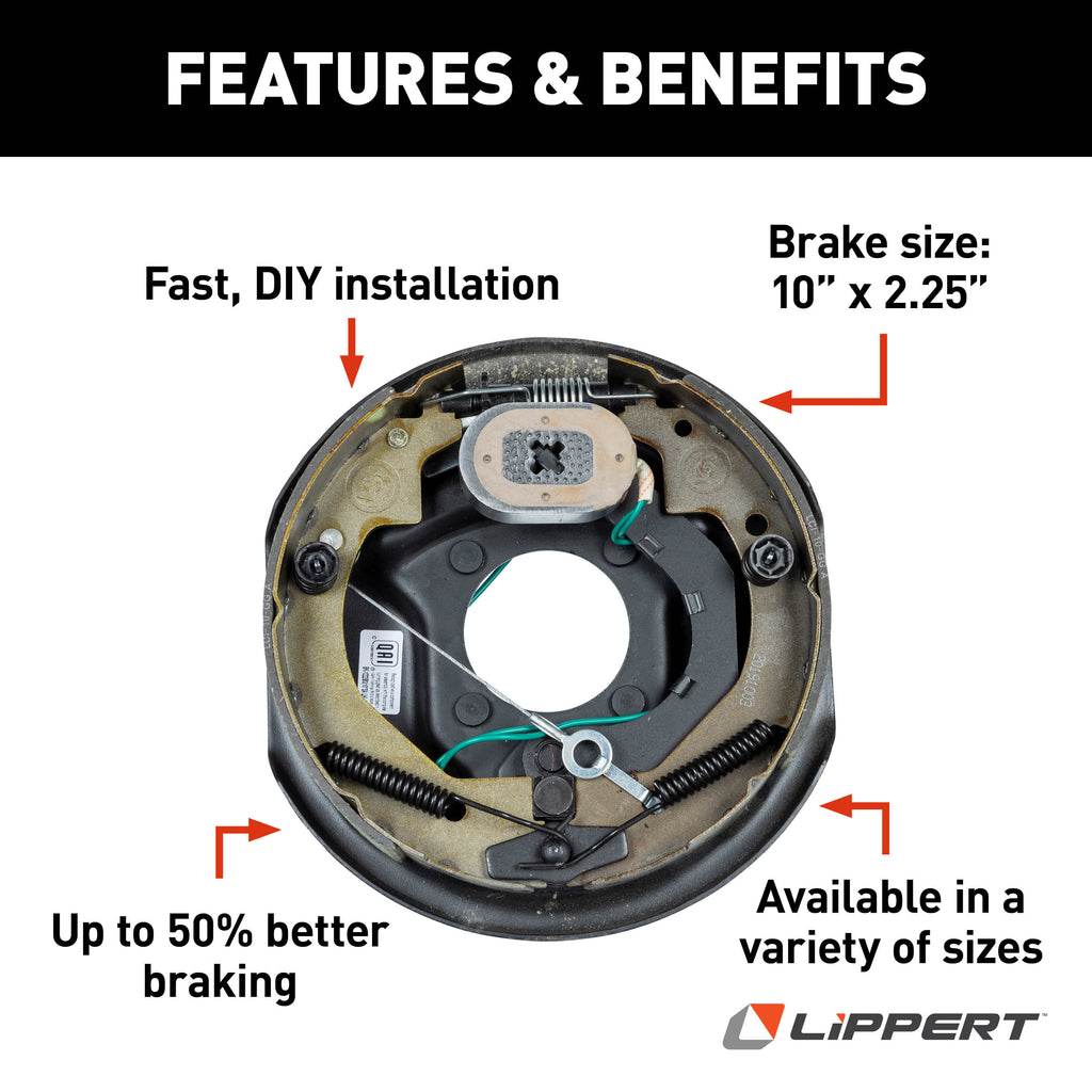 CURT 296649 Forward Self-Adjusting Trailer Brake Assembly, 10" x 2-1/4", 4 Bolt, Left