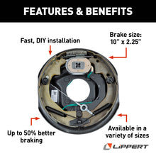 Load image into Gallery viewer, CURT 296649 Forward Self-Adjusting Trailer Brake Assembly, 10" x 2-1/4", 4 Bolt, Left