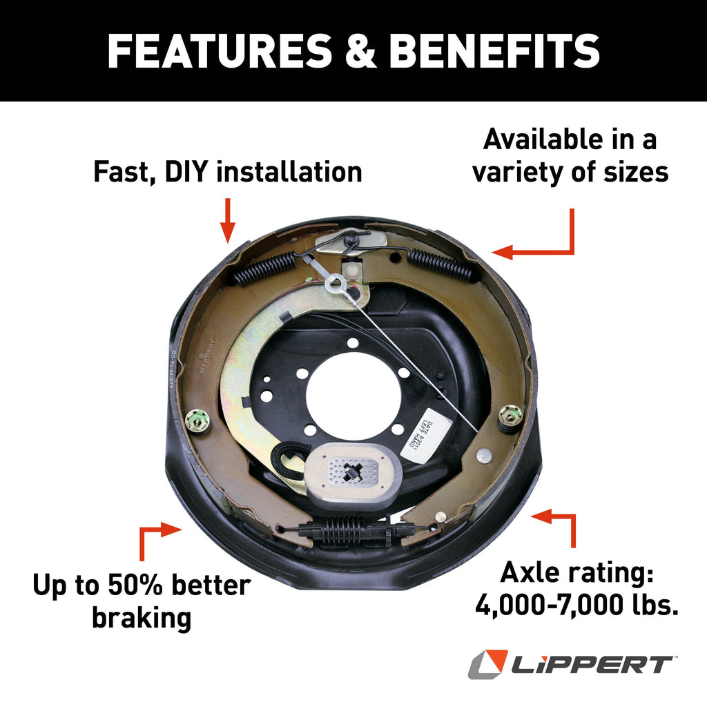 CURT 296651 Forward Self-Adjusting Trailer Brake Assembly, 12" x 2", 5 Bolt, Left