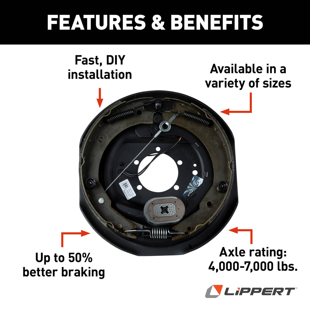 CURT 296652 Forward Self-Adjusting Trailer Brake Assembly, 12"x 2", 5 Bolt,Right