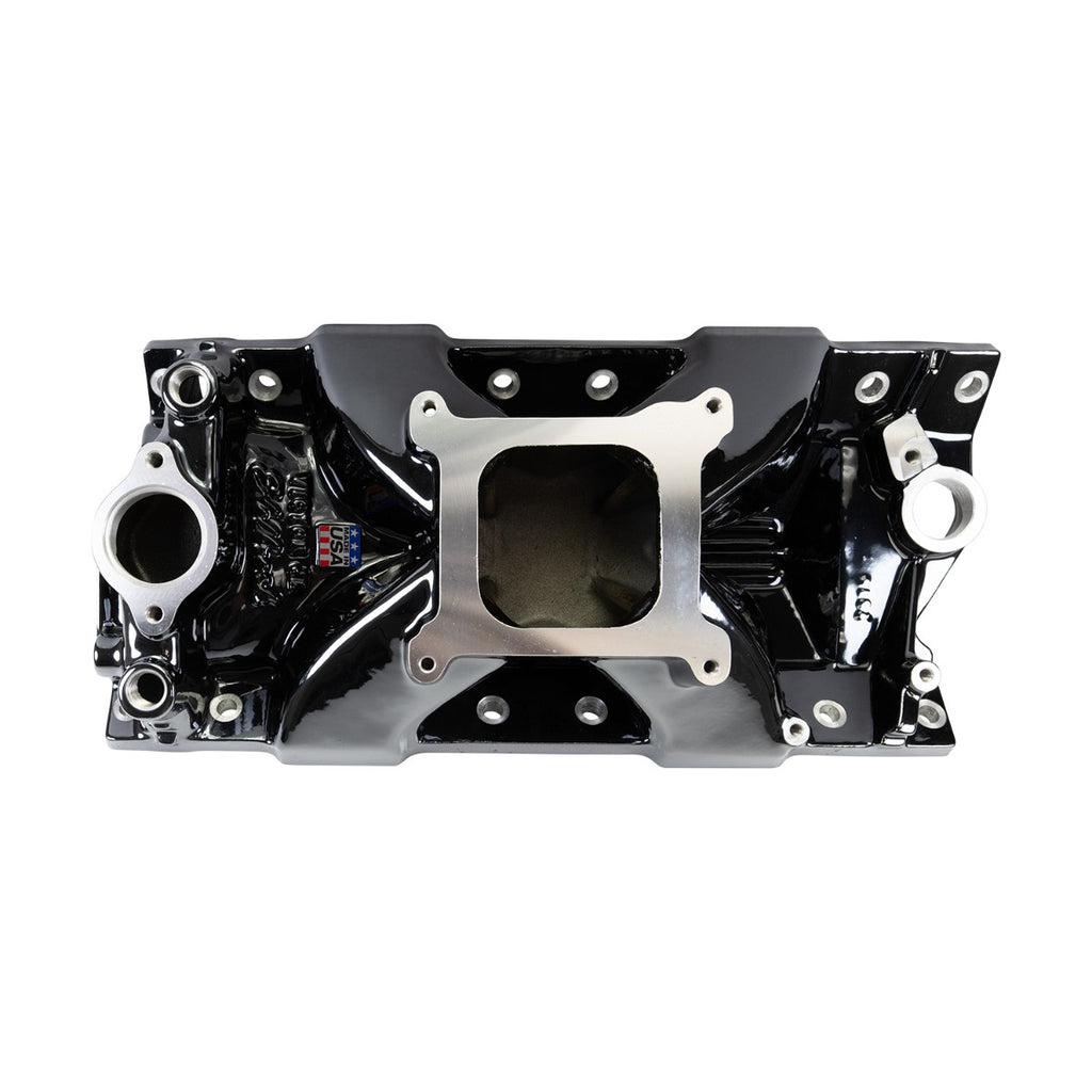Edelbrock 2975-BP Victor Jr. 23 Degree Black Plasma Intake Manifold Small-Block Chevy