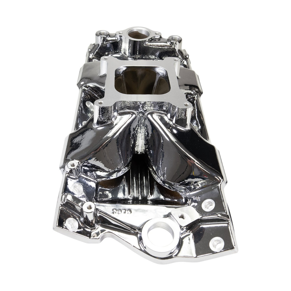 Edelbrock 2975-CP Victor Jr. 23 Degree Chrome Plasma Intake Manifold Small-Block Chevy
