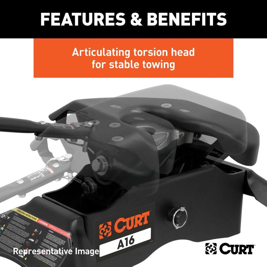 CURT 16668 A16 Sliding 5th Wheel Hitch; 16K; Select Silverado; Sierra; 6.5ft. Bed Puck Syst - Truck Part Superstore