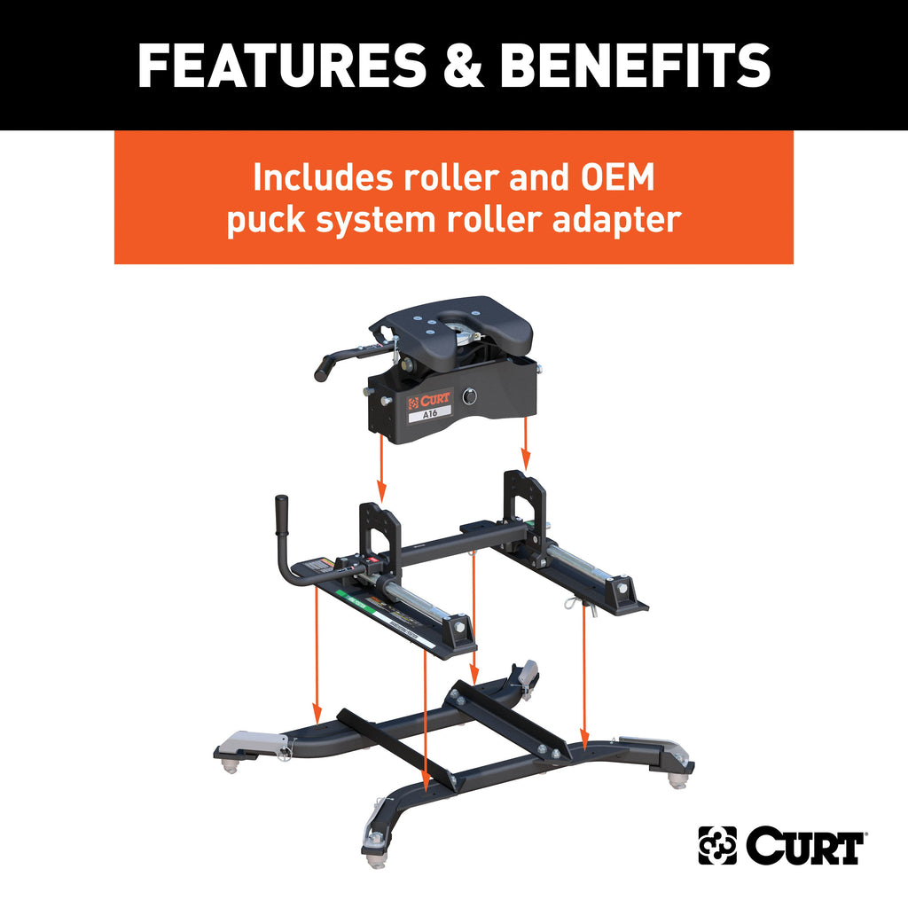 CURT 16685 A16 Sliding 5th Wheel Hitch; 16K; Select Ram 2500; 3500; 6.5ft. Bed Puck System - Truck Part Superstore