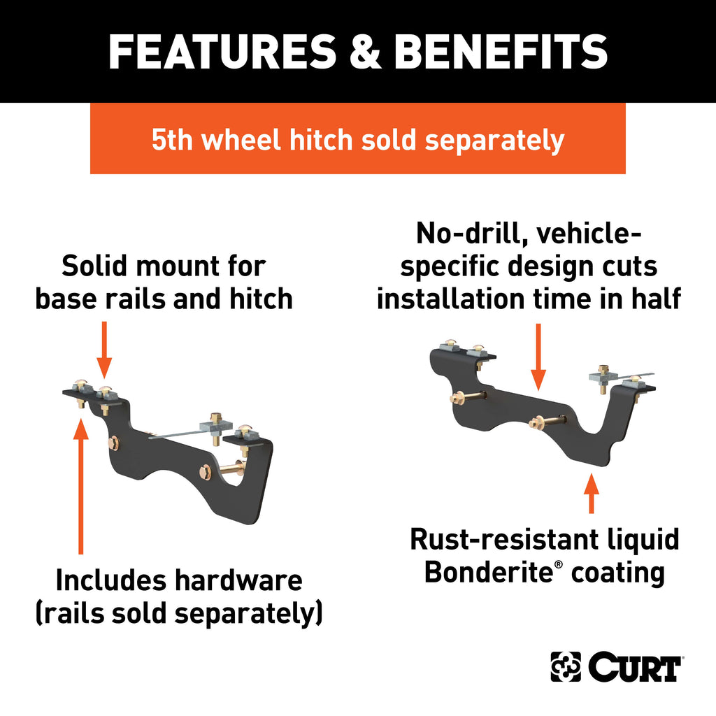 CURT 16428 Custom 5th Wheel Brackets; Select Ford F-250; F-350; F-450 Super Duty - Truck Part Superstore