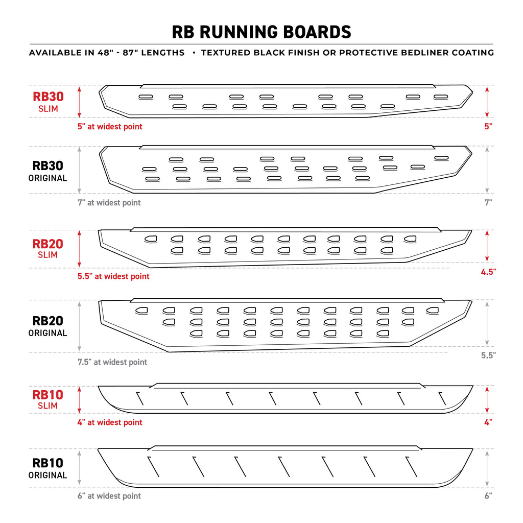 87In-Long-Running-Boards-Side-Step-Rb-10-Black-Powdercoat(Brkts-Sold-Sep)