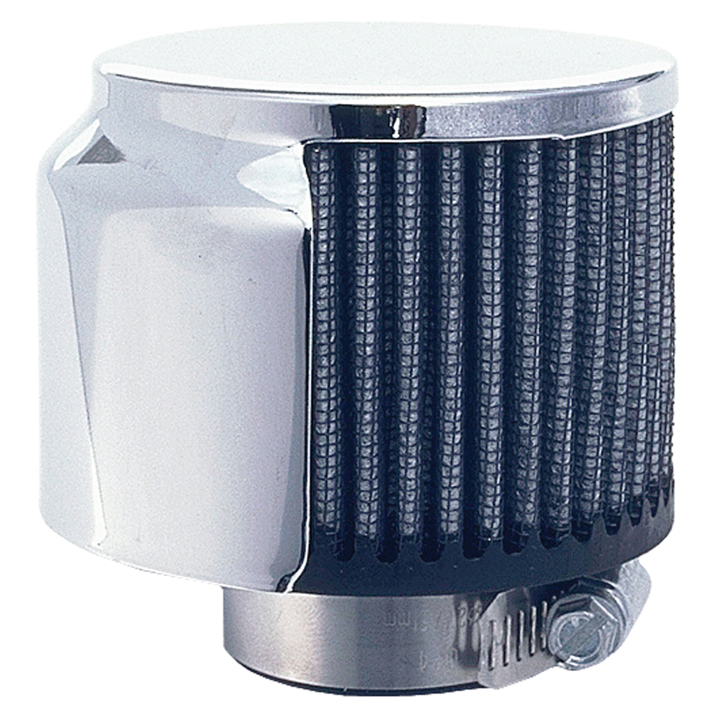 3-In.-Tall-Clamp-On-Style-Breather-WHood;-1-12-In.-Tube;-Cotton-Filter-Chrome