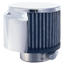 Load image into Gallery viewer, 3-In.-Tall-Clamp-On-Style-Breather-WHood;-1-12-In.-Tube;-Cotton-Filter-Chrome