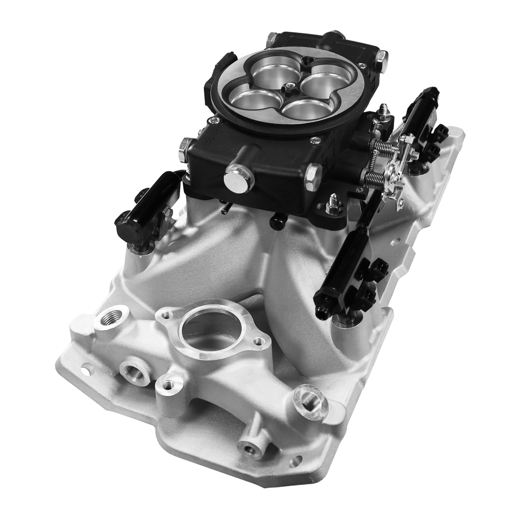 FiTech Fuel Injection 30-12-515 Ultra Port, 500 HP Chevy Small Block Port EFI System, Classic Black