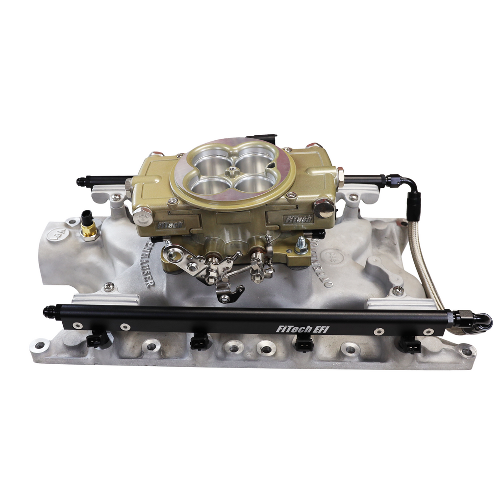 FiTech Fuel Injection 30-18-514 Ultra Port, 500 HP Ford 351W, Offenhauser VPI,  Port EFI System, Classic Gold