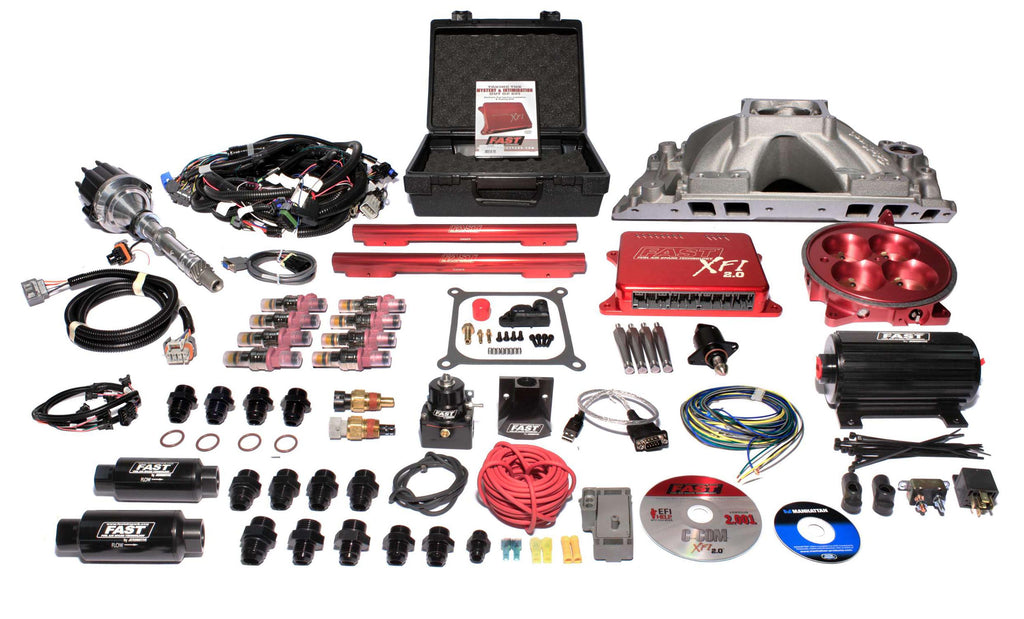 FAST 3011454-05 XFI 2.0 Chevrolet Big Block EFI Kit w/ Red Throttle Body and 550 HP Pump for Select Chevrolet Bel Air, Chevrolet Biscayne, Chevrolet Blazer, Chevrolet Brookwood, Chevrolet C10, Chevrolet C10 Pickup, Chevrolet C10 Suburban, Chevrolet C20,