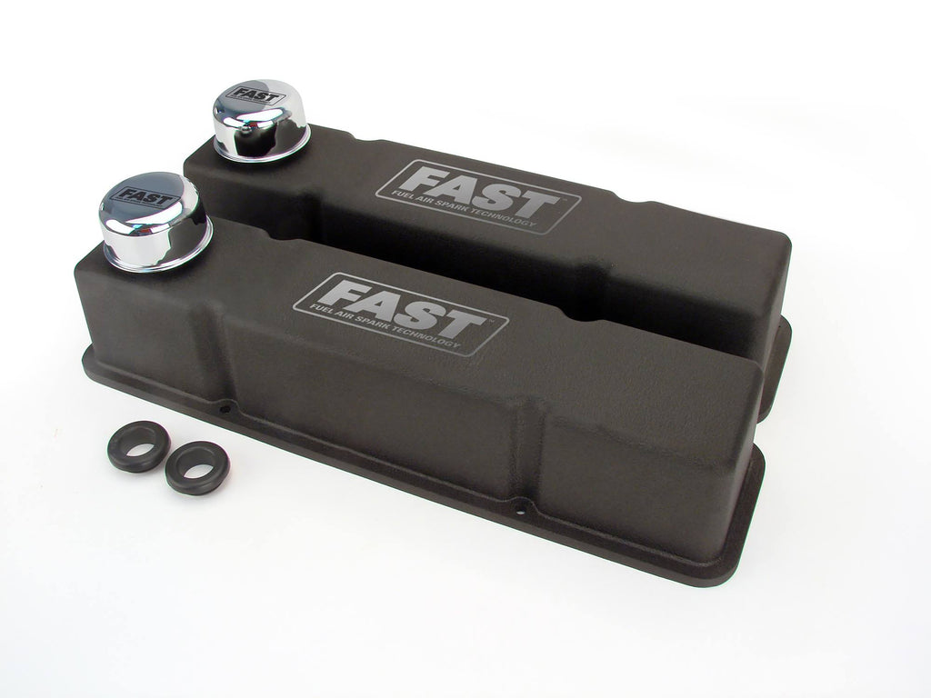 FAST 3012001 Chevrolet Small Block Die Cast Aluminum Valve Covers for Select Avanti II, Bizzarrini GT America, Buick Century, Buick Commercial Chassis, Buick Regal, Buick Roadmaster, Buick Skylark, Cadillac Brougham, Cadillac Commercial Chassis, Cadillac