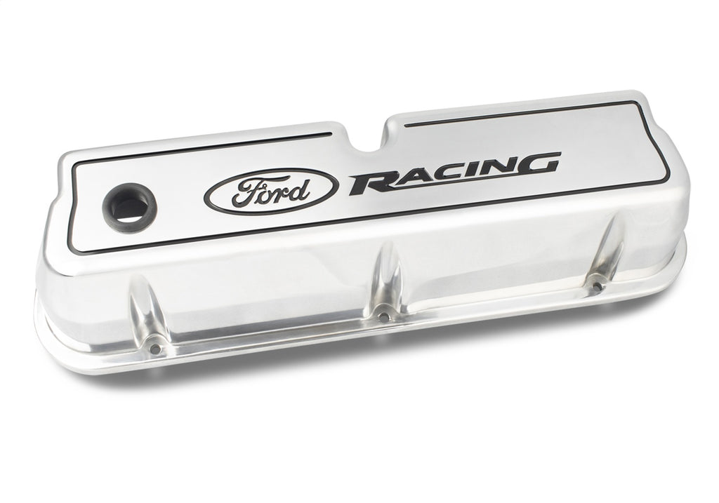 Ford Performance Parts 302-001 Ford Racing Logo Die-Cast Valve Covers Polished for Select Ford 300, Ford Bronco, Ford Country Sedan, Ford Country Squire, Ford Custom, Ford Custom 500, Ford E-100 Econoline, Ford E-100 Econoline Club Wagon, Ford E-150