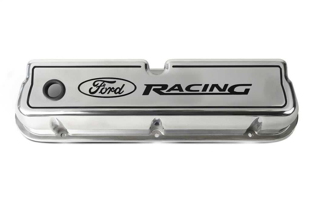 Ford Performance Parts 302-001 Ford Racing Logo Die-Cast Valve Covers Polished for Select Ford 300, Ford Bronco, Ford Country Sedan, Ford Country Squire, Ford Custom, Ford Custom 500, Ford E-100 Econoline, Ford E-100 Econoline Club Wagon, Ford E-150