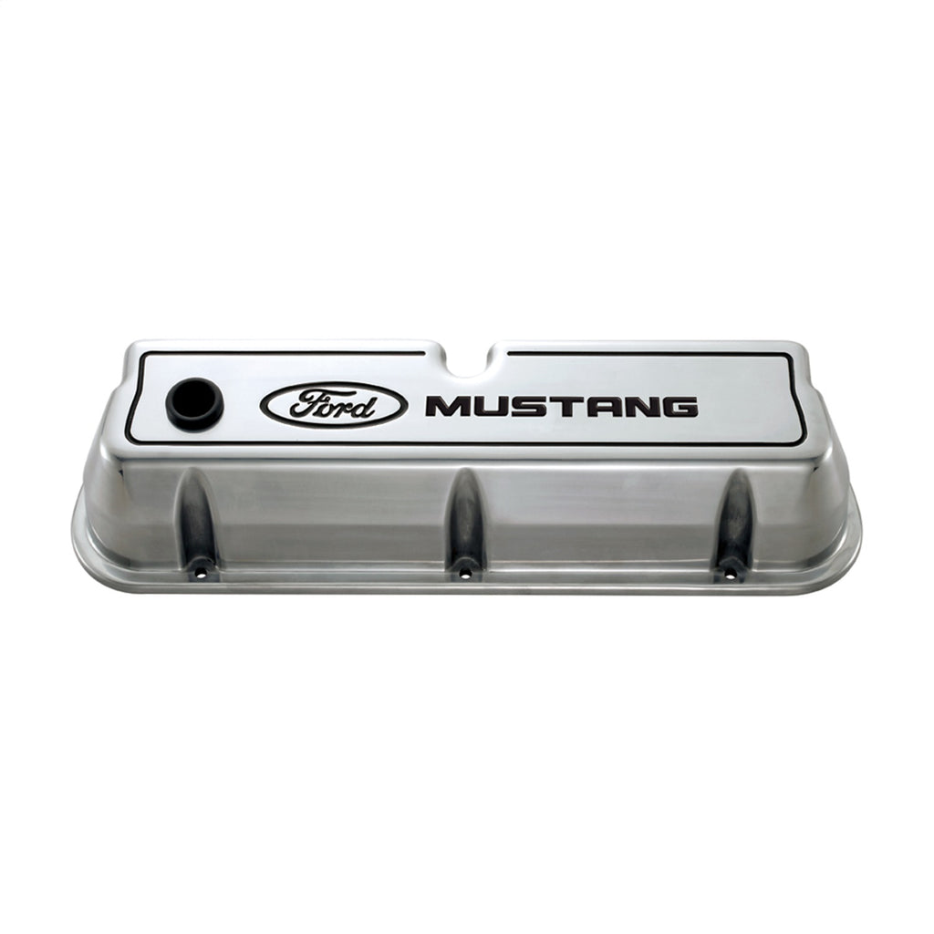 Ford Performance Parts 302-030 Ford Mustang Die-Cast Valve Covers Polished With Black Logo for Select Ford 300, Ford Bronco, Ford Country Sedan, Ford Country Squire, Ford Custom, Ford Custom 500, Ford E-100 Econoline, Ford E-100 Econoline Club Wagon,