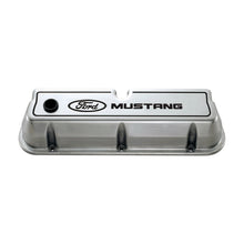 Load image into Gallery viewer, Ford Performance Parts 302-030 Ford Mustang Die-Cast Valve Covers Polished With Black Logo for Select Ford 300, Ford Bronco, Ford Country Sedan, Ford Country Squire, Ford Custom, Ford Custom 500, Ford E-100 Econoline, Ford E-100 Econoline Club Wagon,