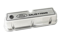 Load image into Gallery viewer, Ford Performance Parts 302-030 Ford Mustang Die-Cast Valve Covers Polished With Black Logo for Select Ford 300, Ford Bronco, Ford Country Sedan, Ford Country Squire, Ford Custom, Ford Custom 500, Ford E-100 Econoline, Ford E-100 Econoline Club Wagon,