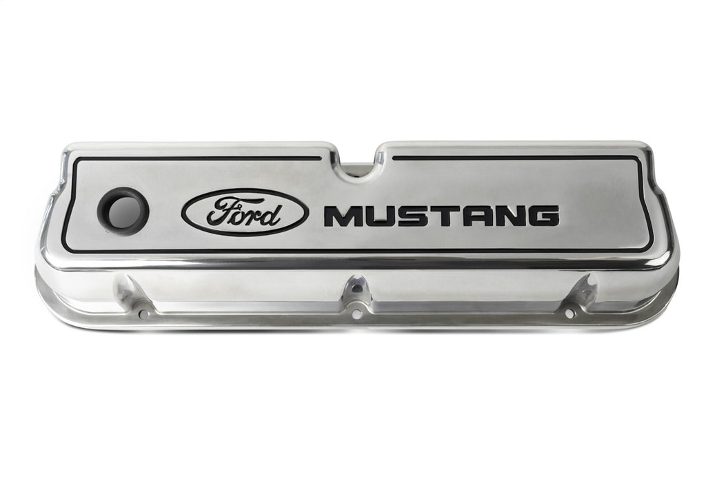 Ford Performance Parts 302-030 Ford Mustang Die-Cast Valve Covers Polished With Black Logo for Select Ford 300, Ford Bronco, Ford Country Sedan, Ford Country Squire, Ford Custom, Ford Custom 500, Ford E-100 Econoline, Ford E-100 Econoline Club Wagon,