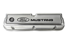 Load image into Gallery viewer, Ford Performance Parts 302-030 Ford Mustang Die-Cast Valve Covers Polished With Black Logo for Select Ford 300, Ford Bronco, Ford Country Sedan, Ford Country Squire, Ford Custom, Ford Custom 500, Ford E-100 Econoline, Ford E-100 Econoline Club Wagon,
