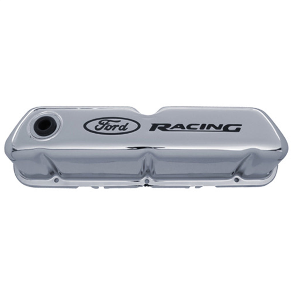 Ford Performance Parts 302-071 Ford Racing Logo Stamped Steel Valve Covers Chrome for Select Ford 300, Ford Bronco, Ford Country Sedan, Ford Country Squire, Ford Custom, Ford Custom 500, Ford E-100 Econoline, Ford E-100 Econoline Club Wagon, Ford E-150