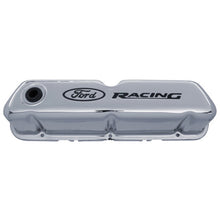 Load image into Gallery viewer, Ford Performance Parts 302-071 Ford Racing Logo Stamped Steel Valve Covers Chrome for Select Ford 300, Ford Bronco, Ford Country Sedan, Ford Country Squire, Ford Custom, Ford Custom 500, Ford E-100 Econoline, Ford E-100 Econoline Club Wagon, Ford E-150