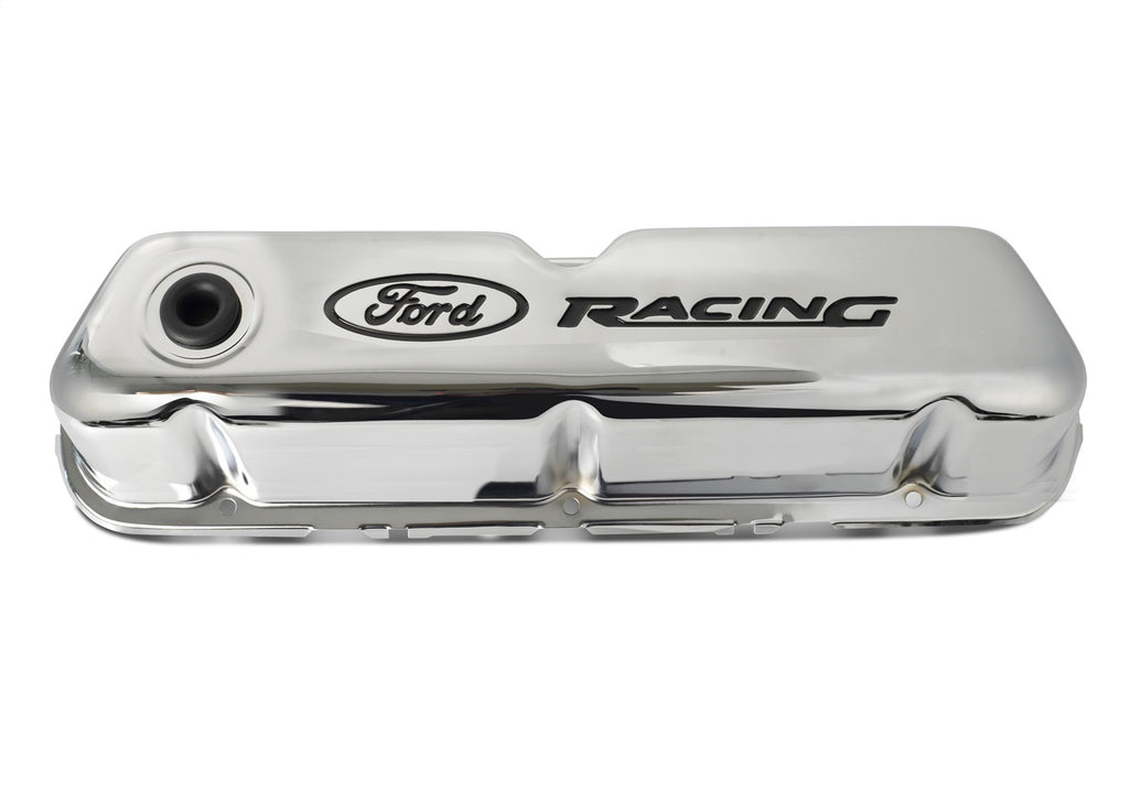 Ford Performance Parts 302-071 Ford Racing Logo Stamped Steel Valve Covers Chrome for Select Ford 300, Ford Bronco, Ford Country Sedan, Ford Country Squire, Ford Custom, Ford Custom 500, Ford E-100 Econoline, Ford E-100 Econoline Club Wagon, Ford E-150