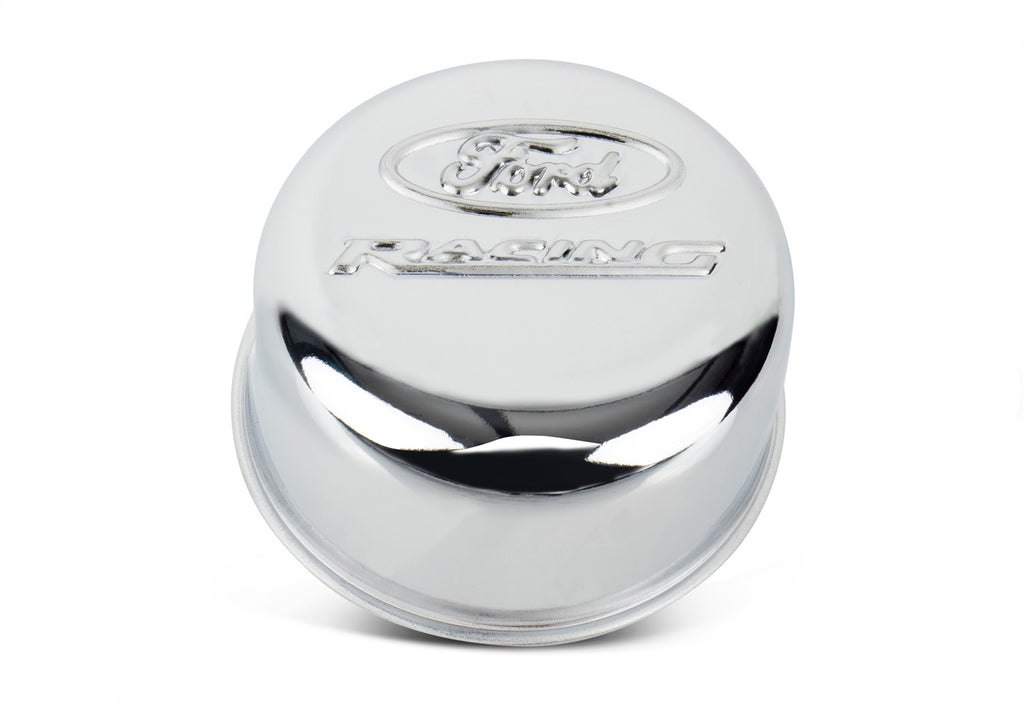 Ford Performance Parts 302-215 Ford Racing Logo Air Breather Cap: Push-In Type Chrome for Select Ford Mustang