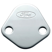 Load image into Gallery viewer, Ford Performance Parts 302-290 Ford Logo Fuel Pump Blockoff Plate: Chrome for Select Ford 300, Ford Bronco, Ford Country Sedan, Ford Country Squire, Ford Custom, Ford Custom 500, Ford E-100 Econoline, Ford E-100 Econoline Club Wagon, Ford E-150