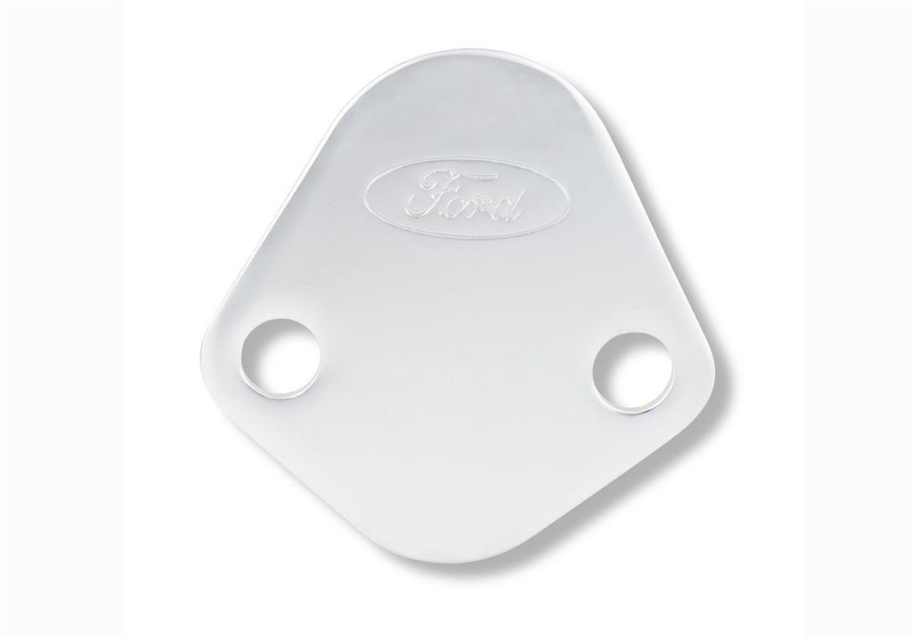 Ford Performance Parts 302-290 Ford Logo Fuel Pump Blockoff Plate: Chrome for Select Ford 300, Ford Bronco, Ford Country Sedan, Ford Country Squire, Ford Custom, Ford Custom 500, Ford E-100 Econoline, Ford E-100 Econoline Club Wagon, Ford E-150