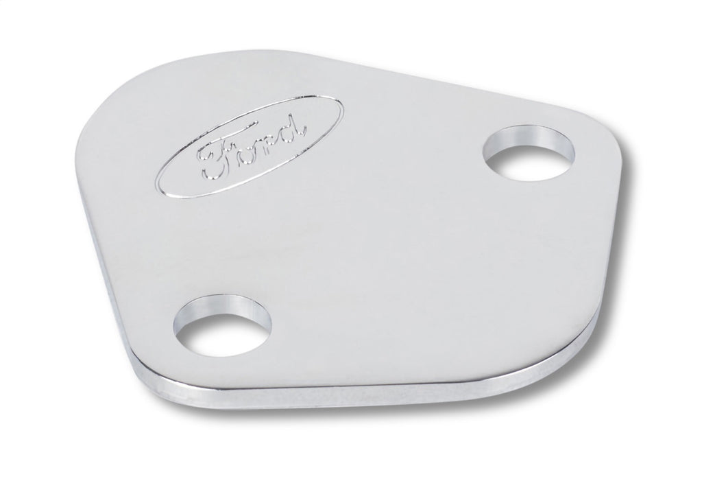 Ford Performance Parts 302-290 Ford Logo Fuel Pump Blockoff Plate: Chrome for Select Ford 300, Ford Bronco, Ford Country Sedan, Ford Country Squire, Ford Custom, Ford Custom 500, Ford E-100 Econoline, Ford E-100 Econoline Club Wagon, Ford E-150