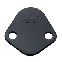 Load image into Gallery viewer, Ford Performance Parts 302-291 Fuel Pump Block Off Plate, Black Crinkle Finish With Ford Oval for Select Ford 300, Ford Bronco, Ford Country Sedan, Ford Country Squire, Ford Custom, Ford Custom 500, Ford E-100 Econoline, Ford E-100 Econoline Club Wagon,
