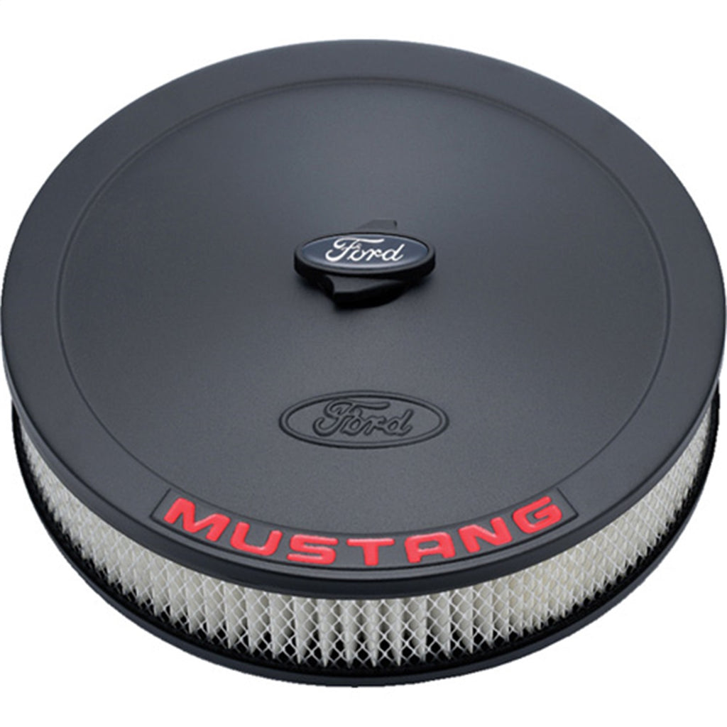 Ford Performance Parts 302-362 Air Cleaner Kit: Black Crinkle Finish, Red Mustang Emblem for Select Ford Mustang